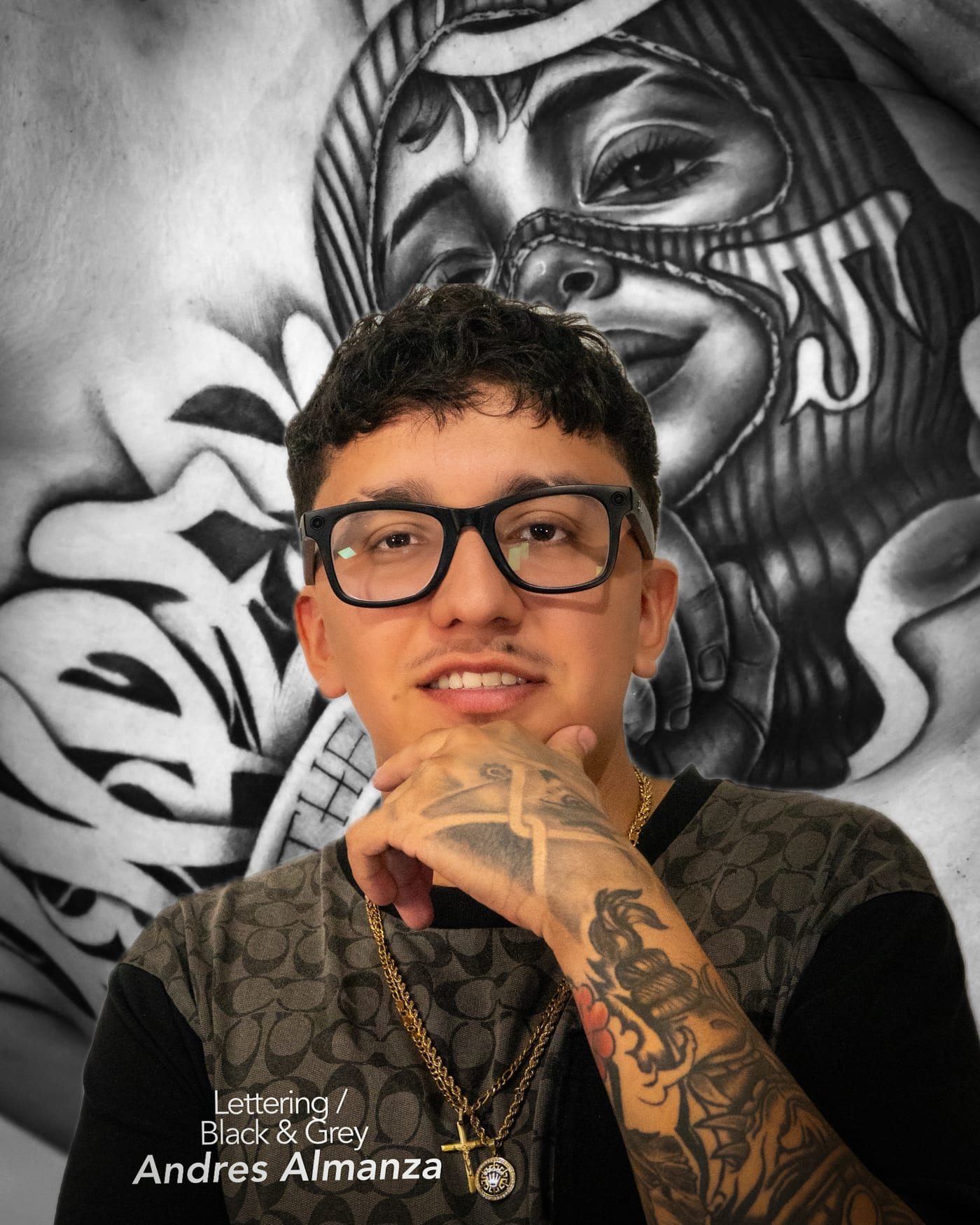 Andres Almanza — Lettering / Black & Grey — Loyalty Tattoo Montréal